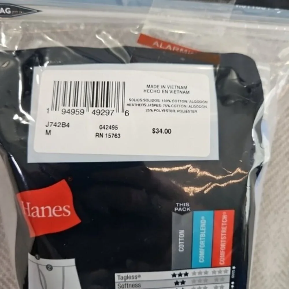 HANES‎ Boxer Briefs Men's M 32-34 Assorted Tagless Comfort Flex 4 Pack J742B4